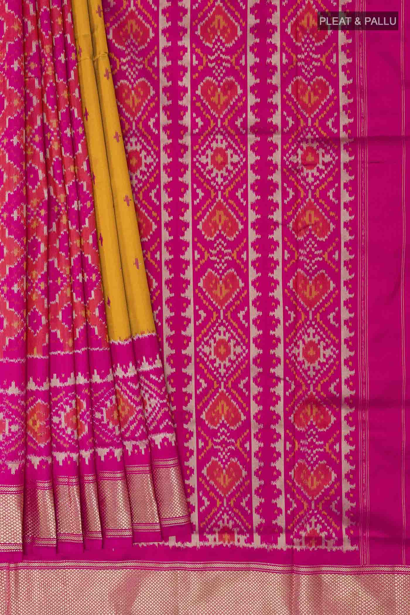 Yellow Pochampally Silk Saree - Image 4