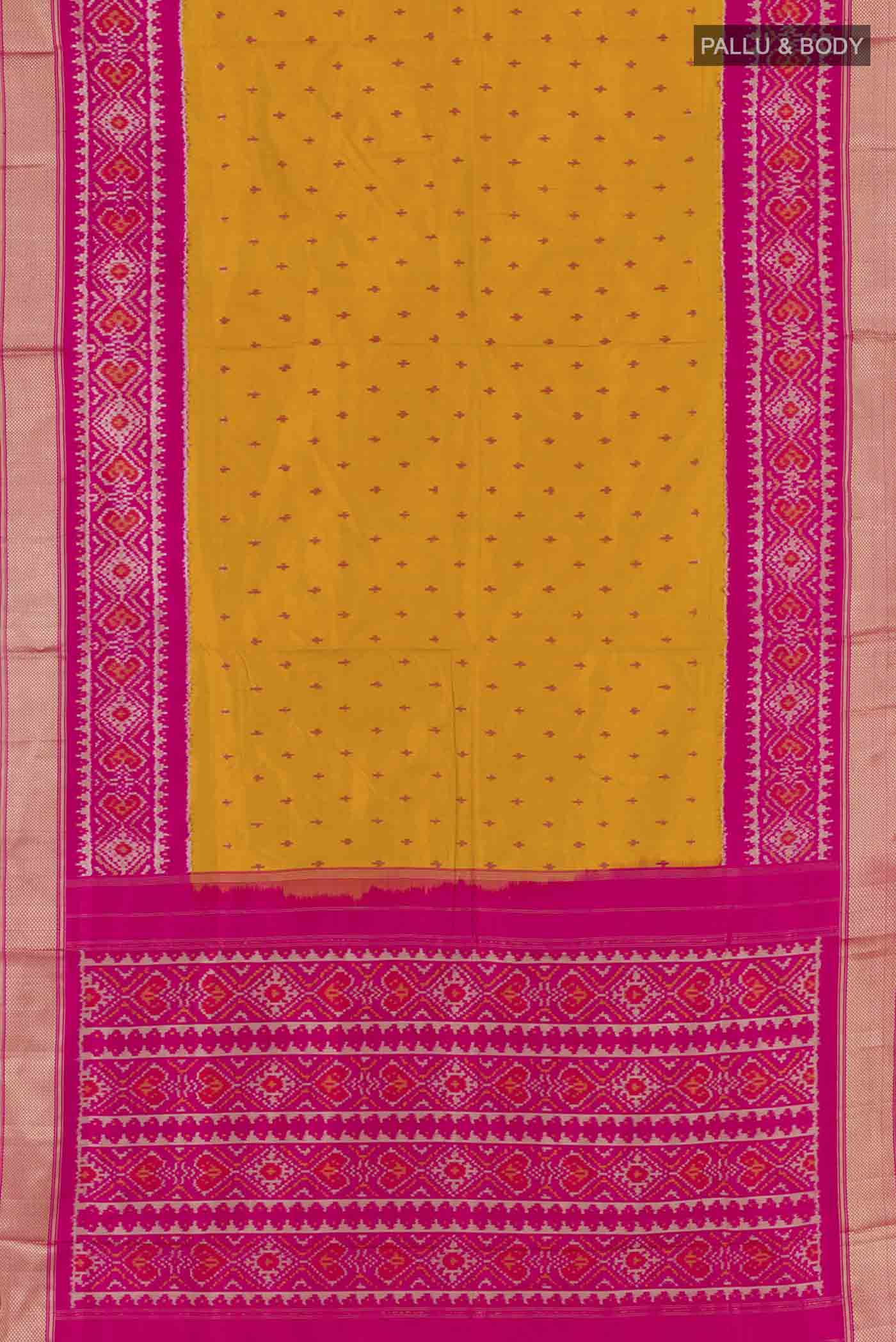 Yellow Pochampally Silk Saree - Image 6