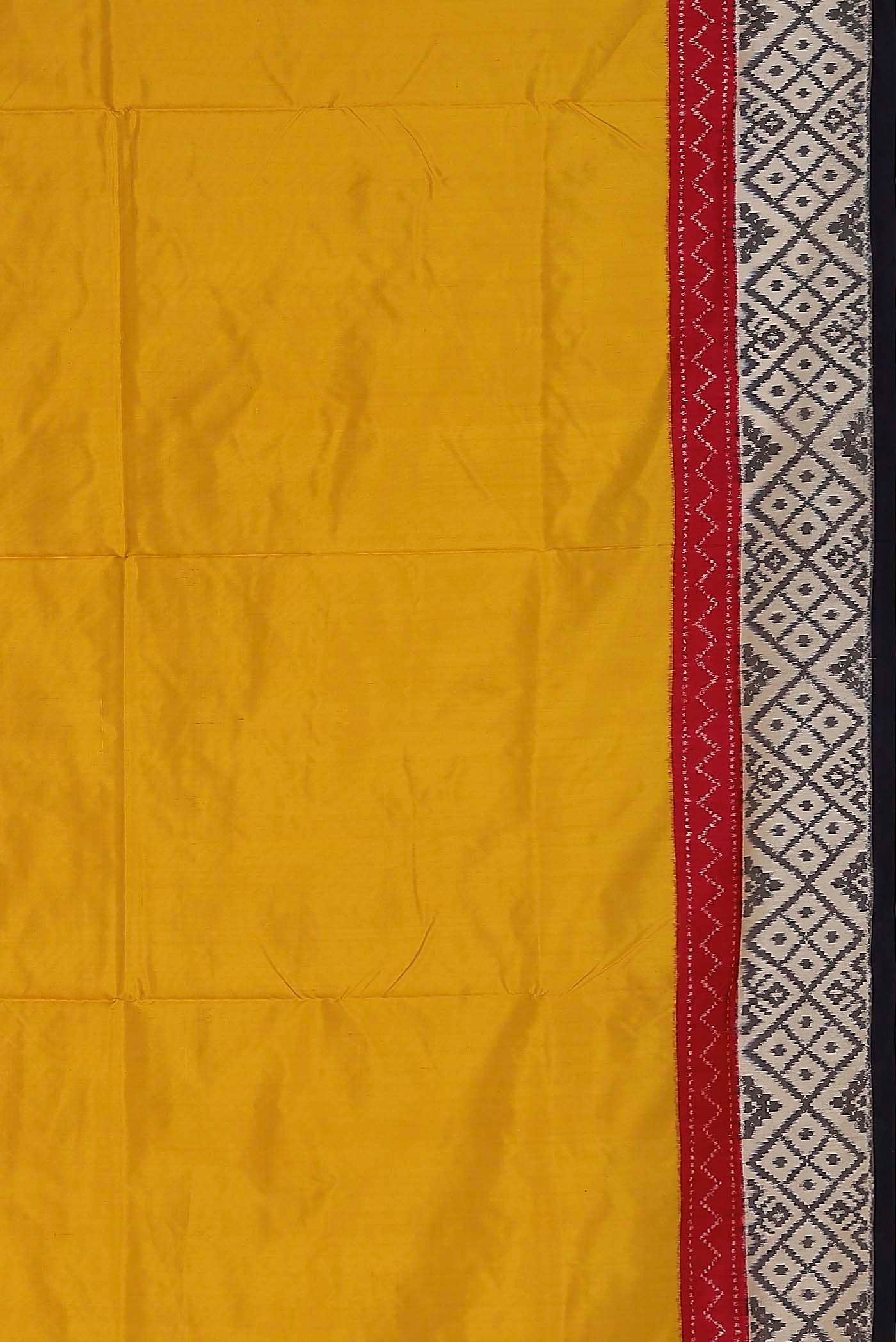 Yellow Pochampally Silk Saree - Image 7