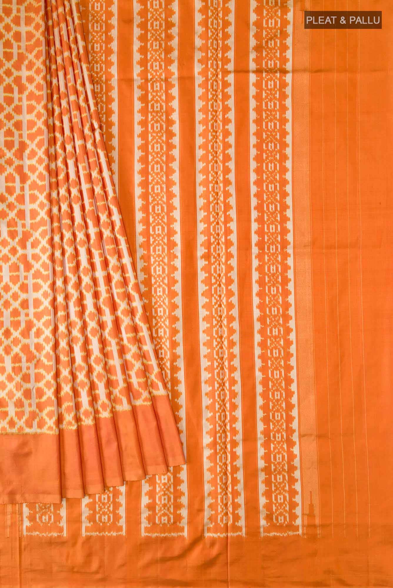 Yellow Pochampally Silk Saree - Image 2