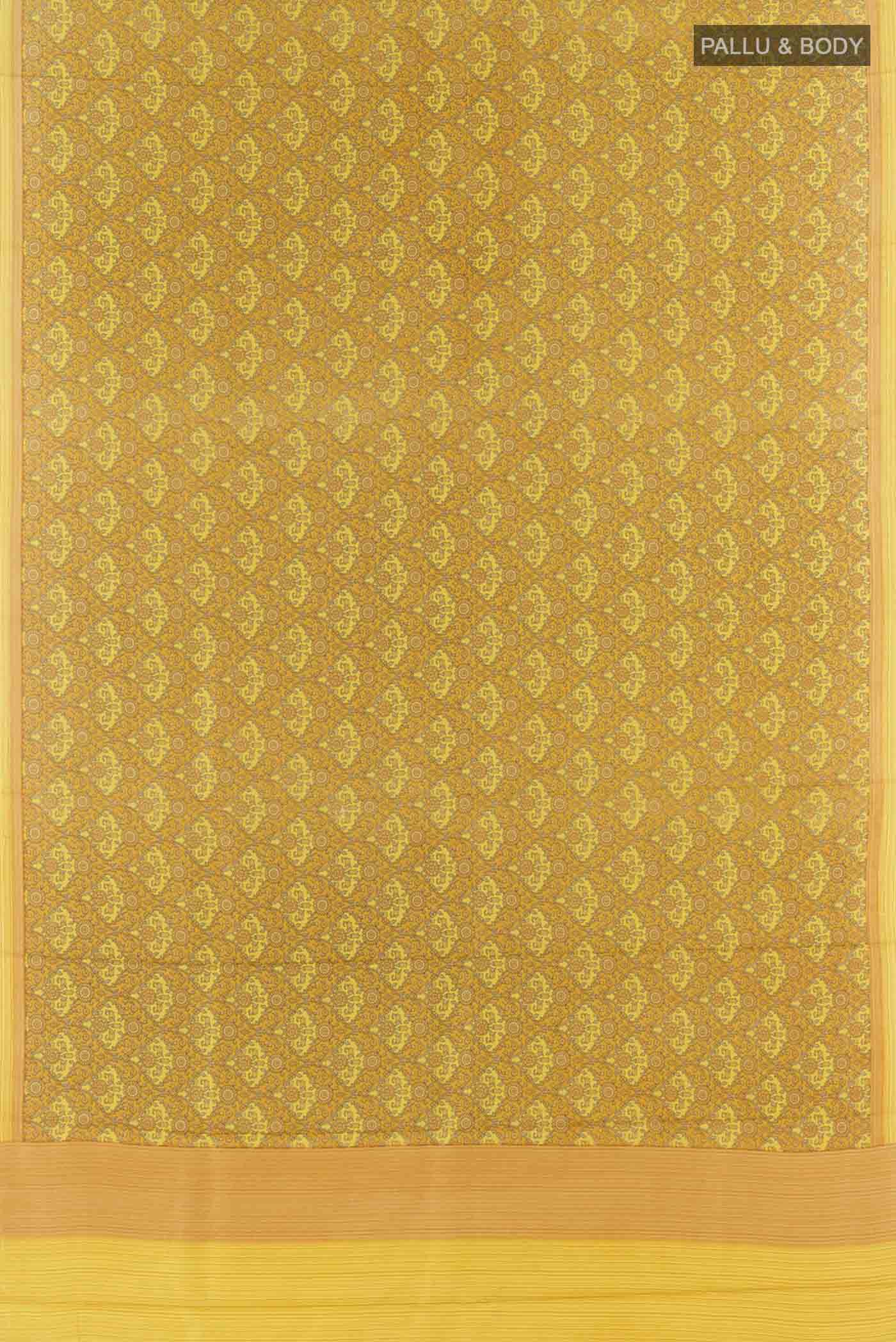 Yellow Printed Silk Saree - Image 5