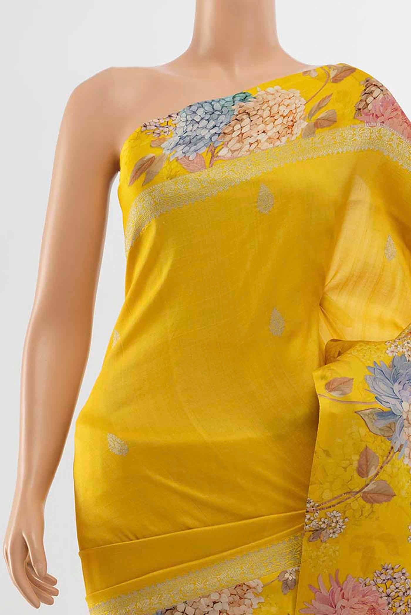 Yellow Bhagalpuri Tussar Silk Saree - Image 2