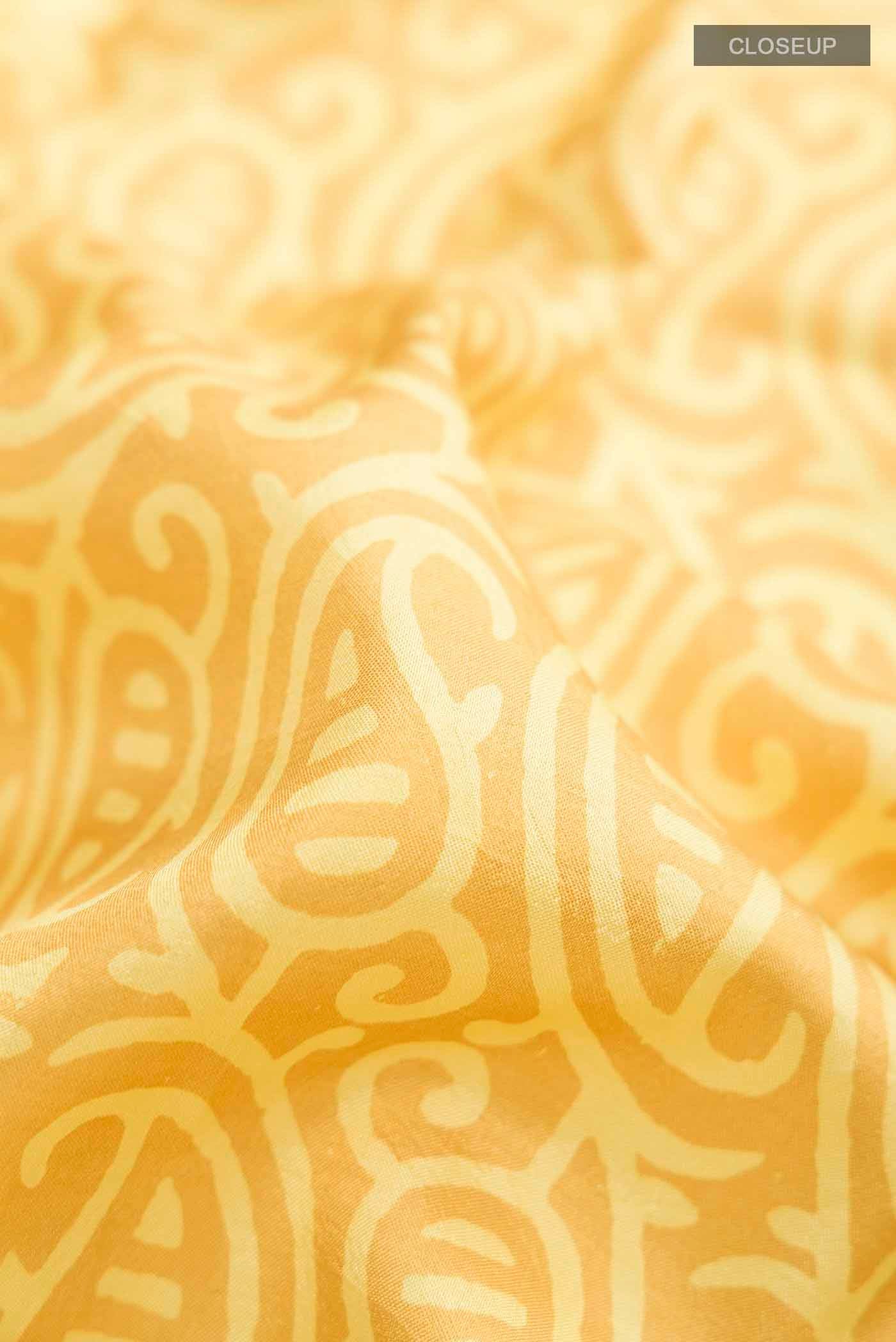 Yellow Printed Silk Saree - Image 2