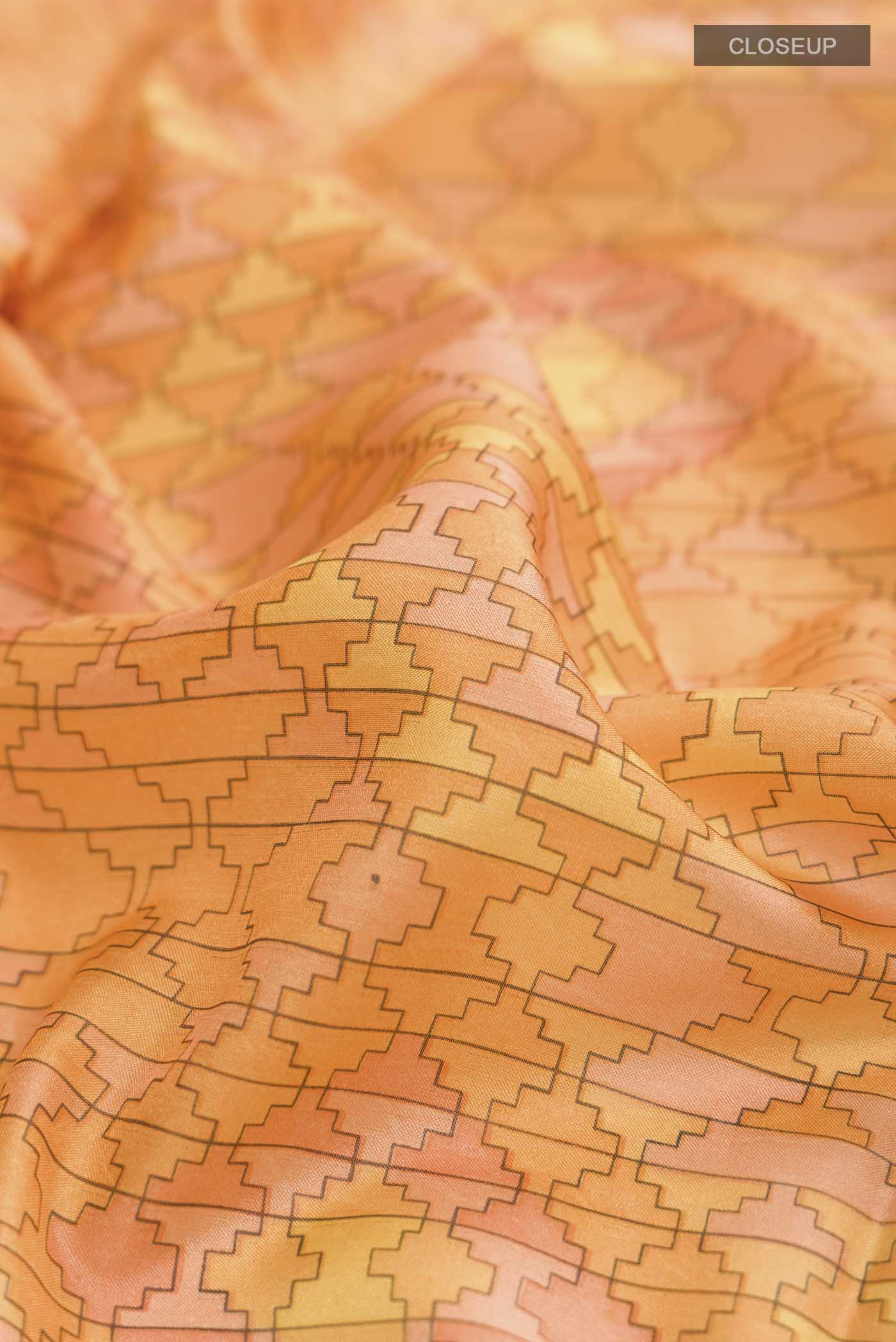Yellow Printed Silk Saree - Image 2