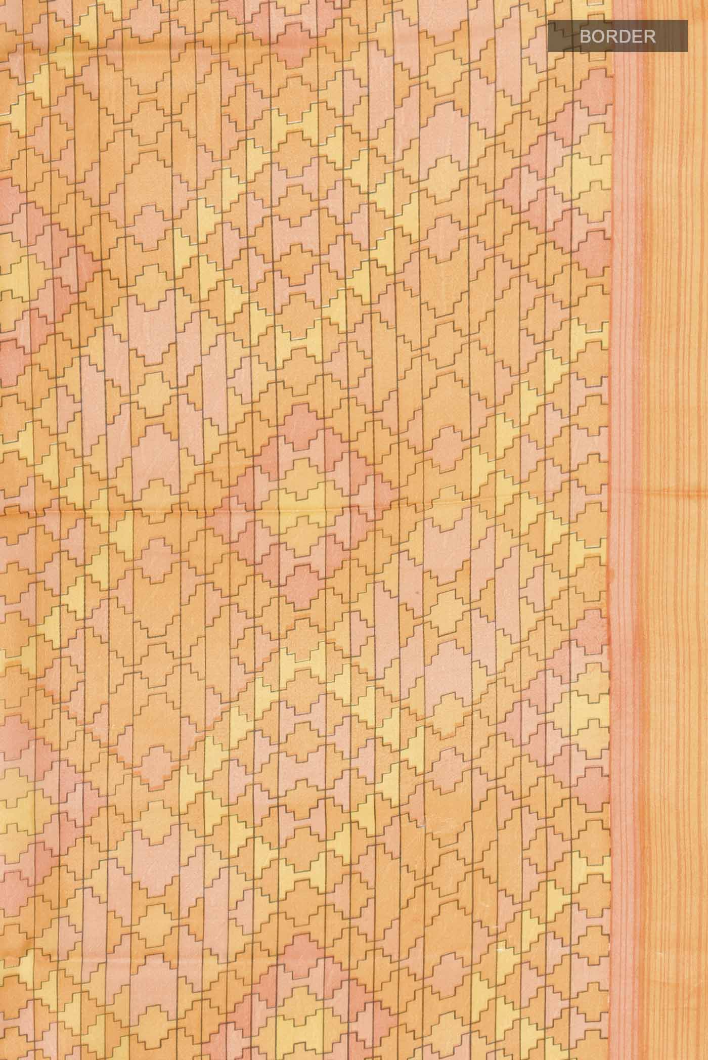 Yellow Printed Silk Saree - Image 3
