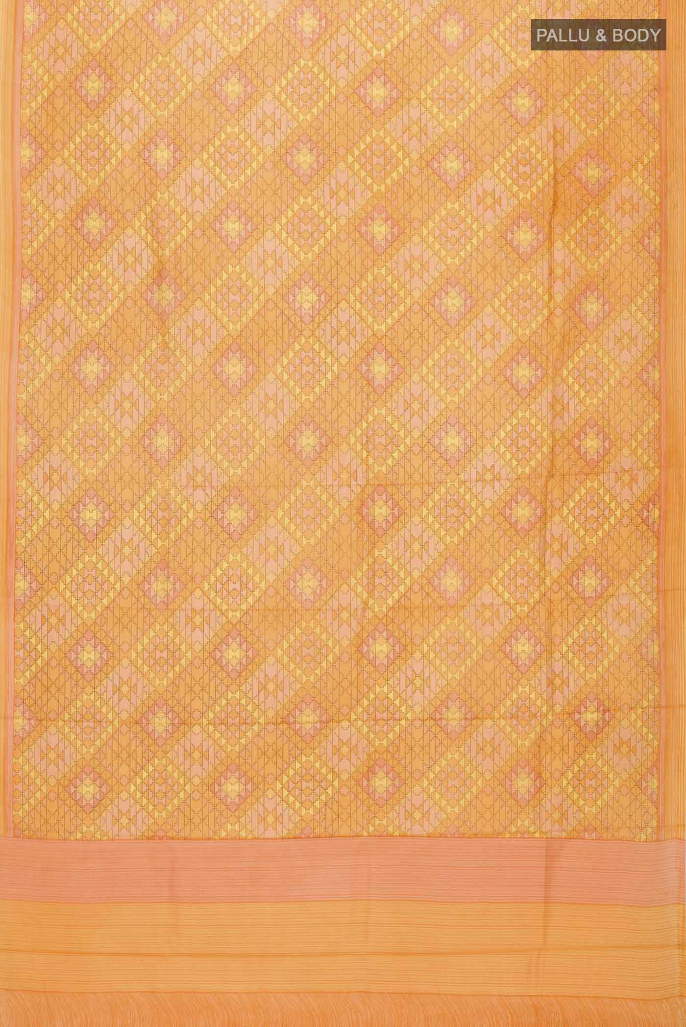 Yellow Printed Silk Saree - Image 5