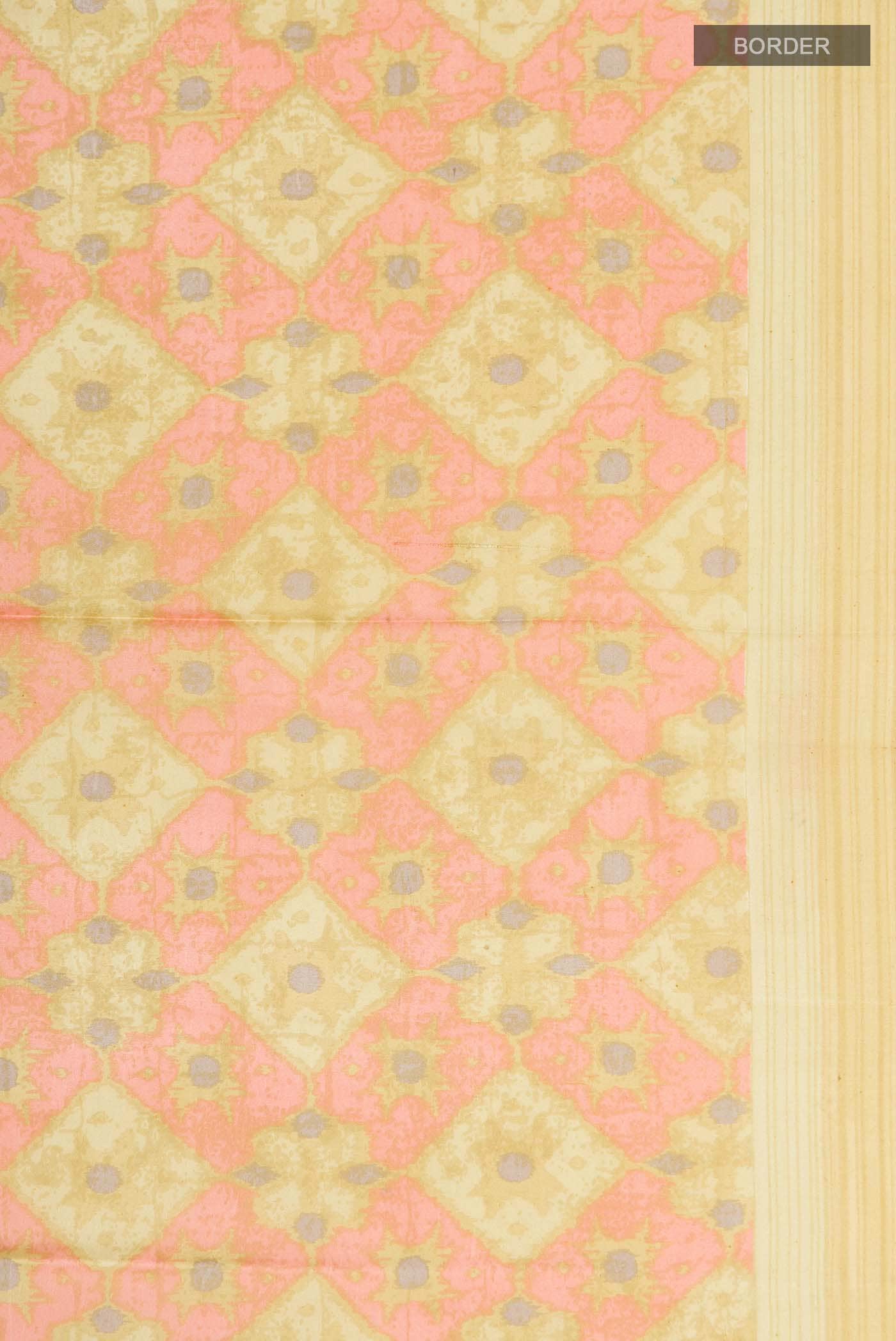 Yellow Printed Silk Saree - Image 4