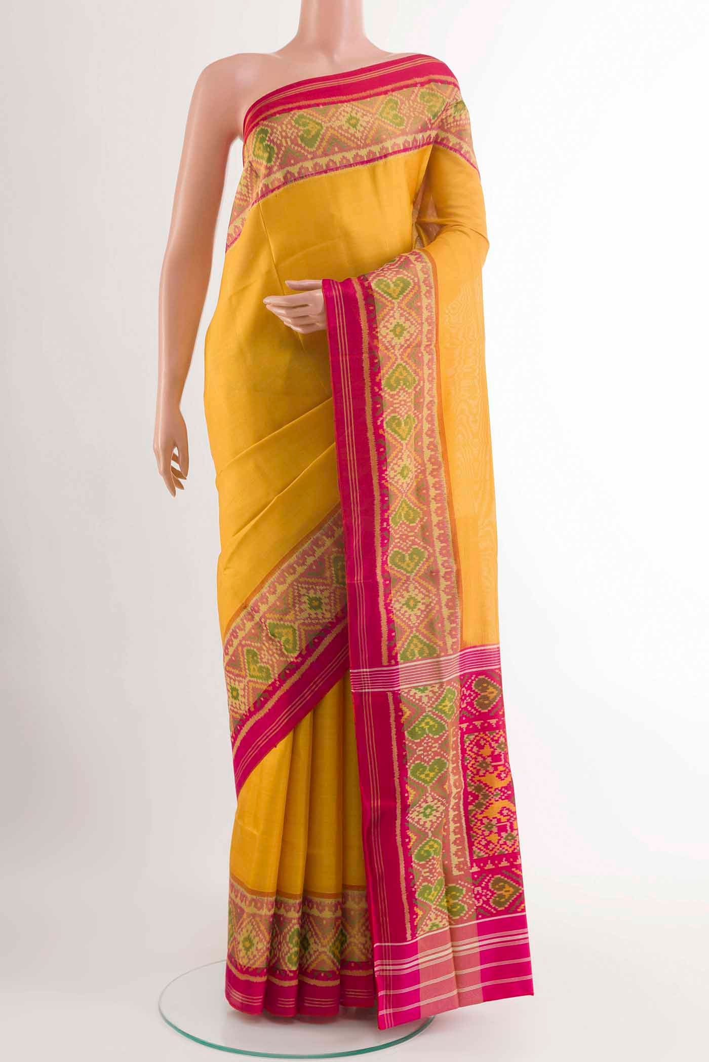 Yellow Rajkot Patola Silk Saree