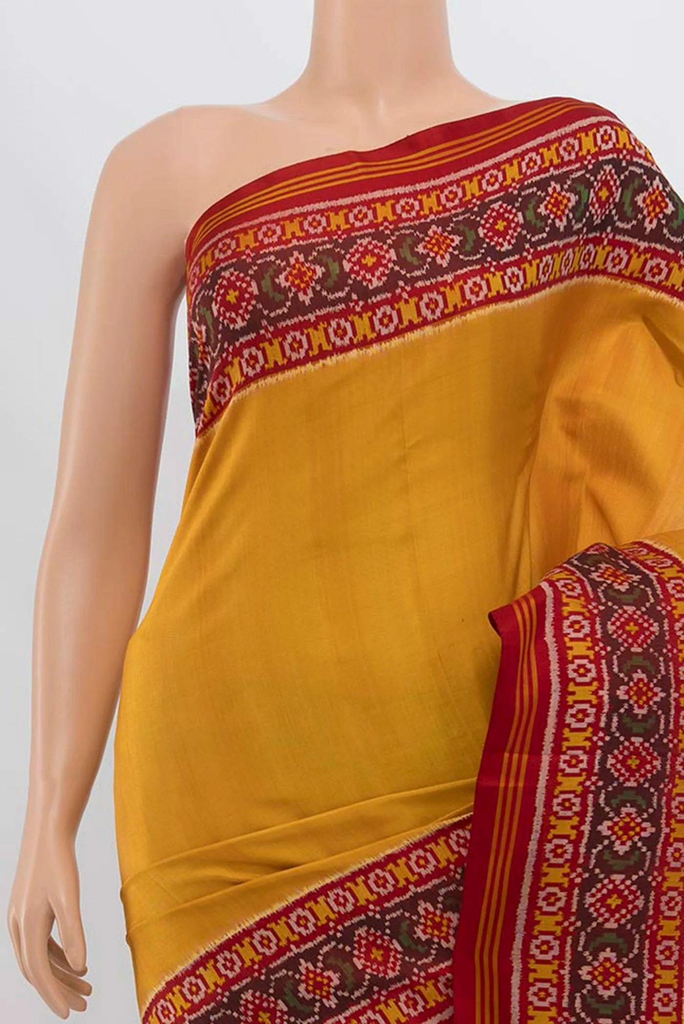 Mustard Rajkot Patola Silk Saree - Image 2