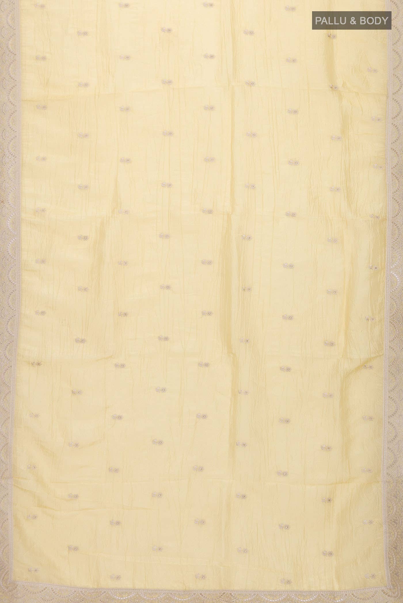 Yellow Satin Silk Saree - Image 3