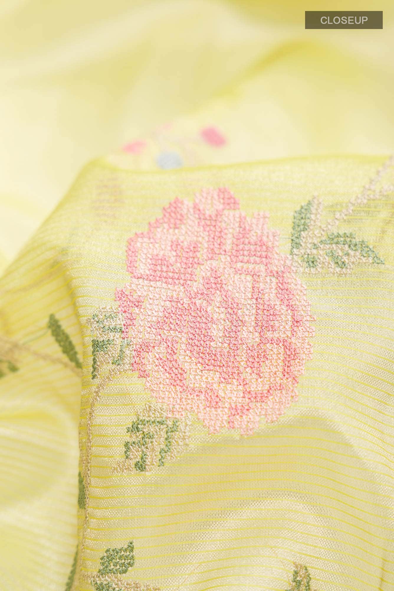 Yellow Tissue Silk Saree - Image 2