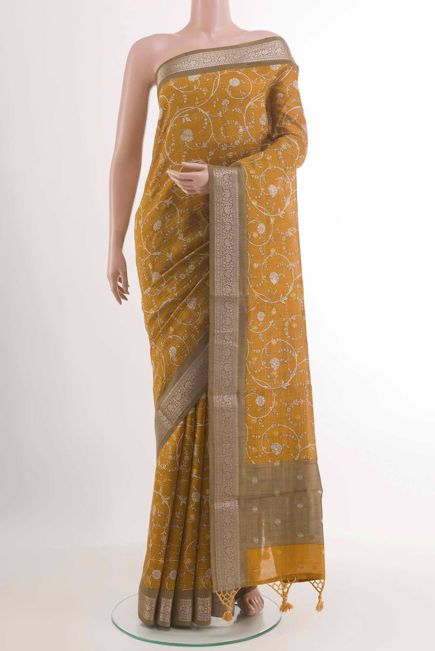 Mustard Tussar Saree