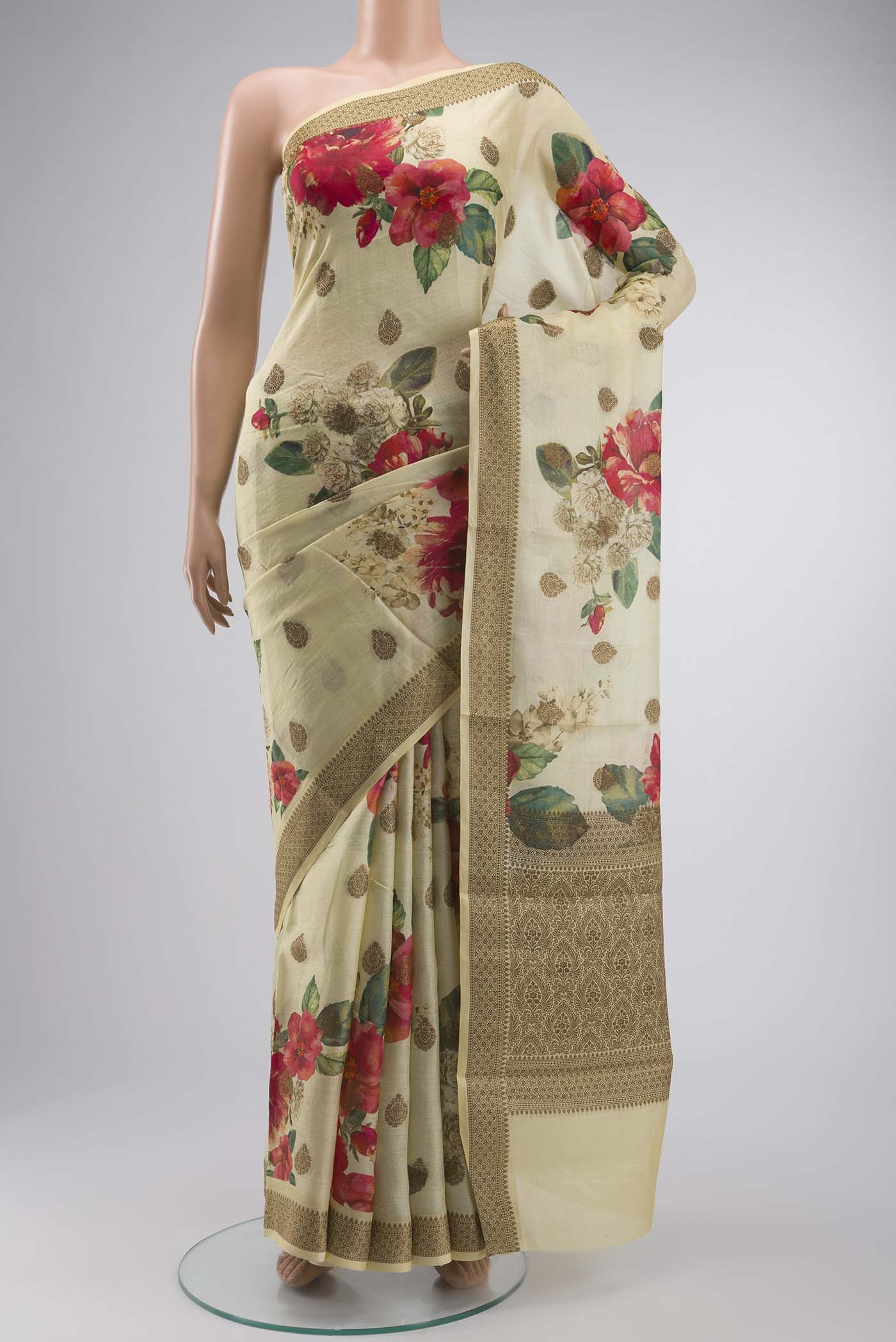 Yellow Tussar Silk Saree