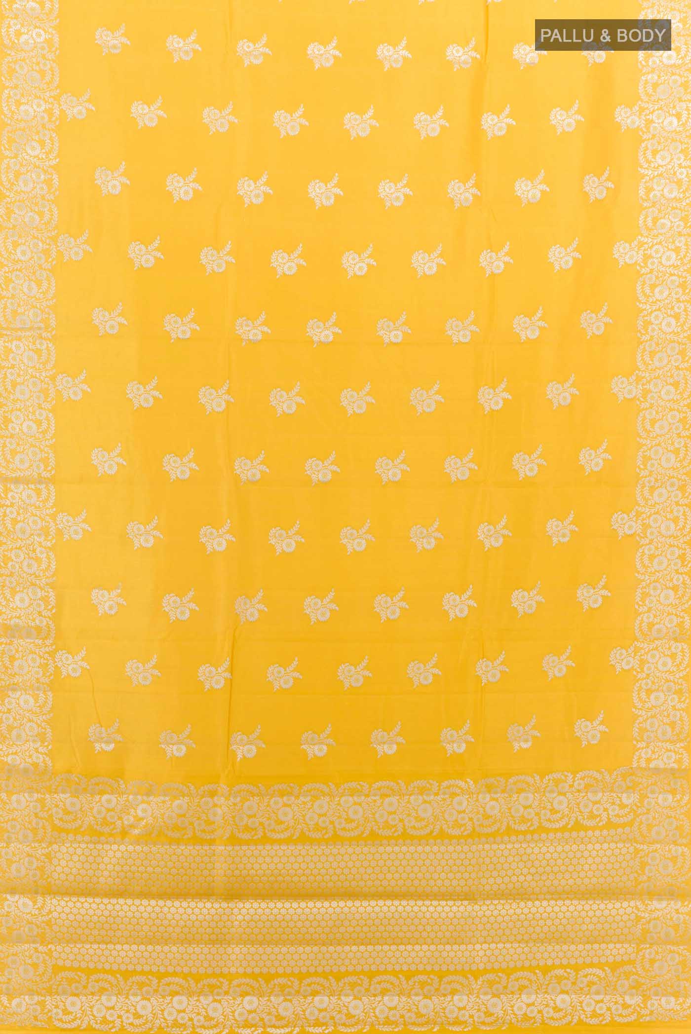 Yellow Tussar Silk Saree - Image 4