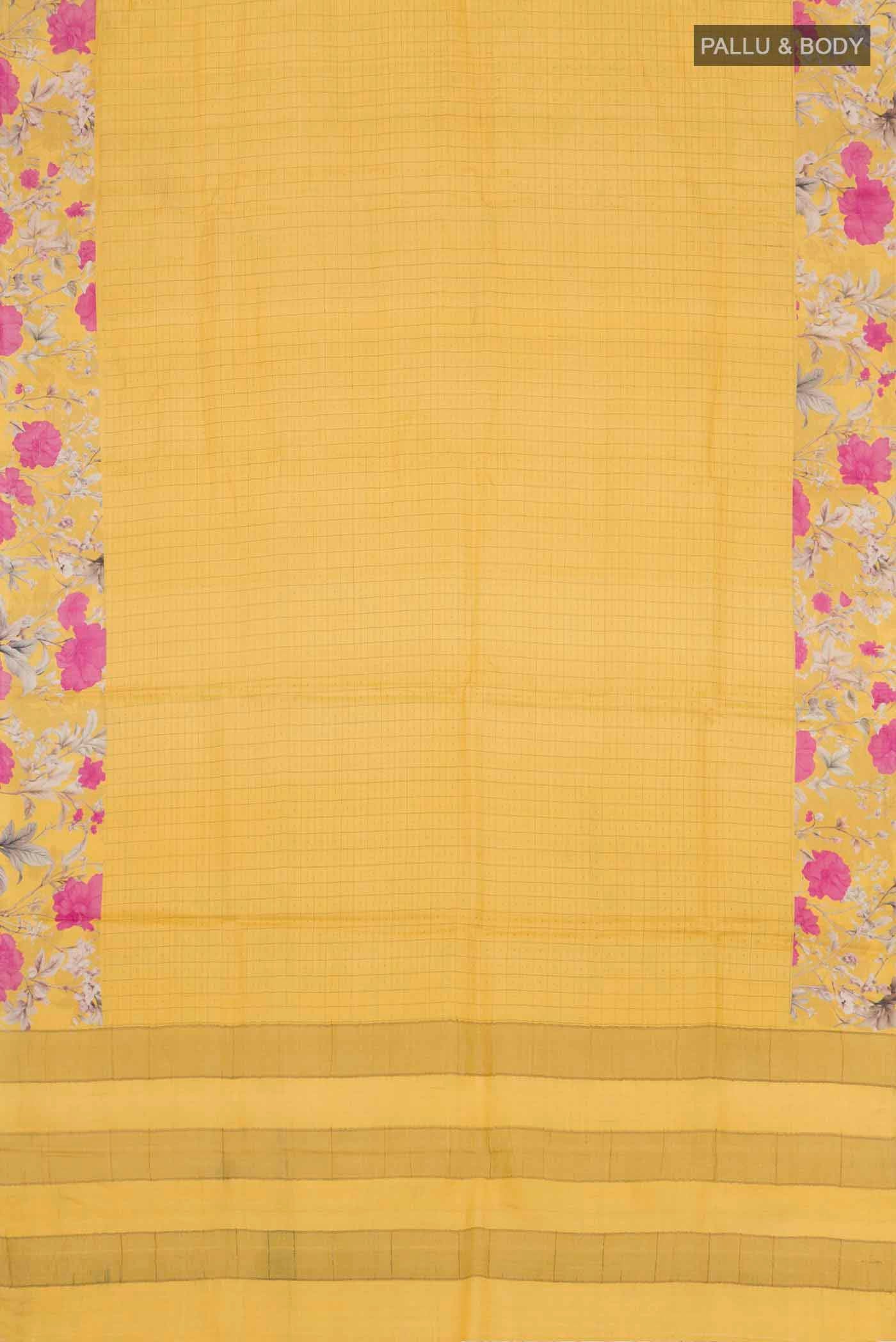 Yellow Tussar Silk Saree - Image 5