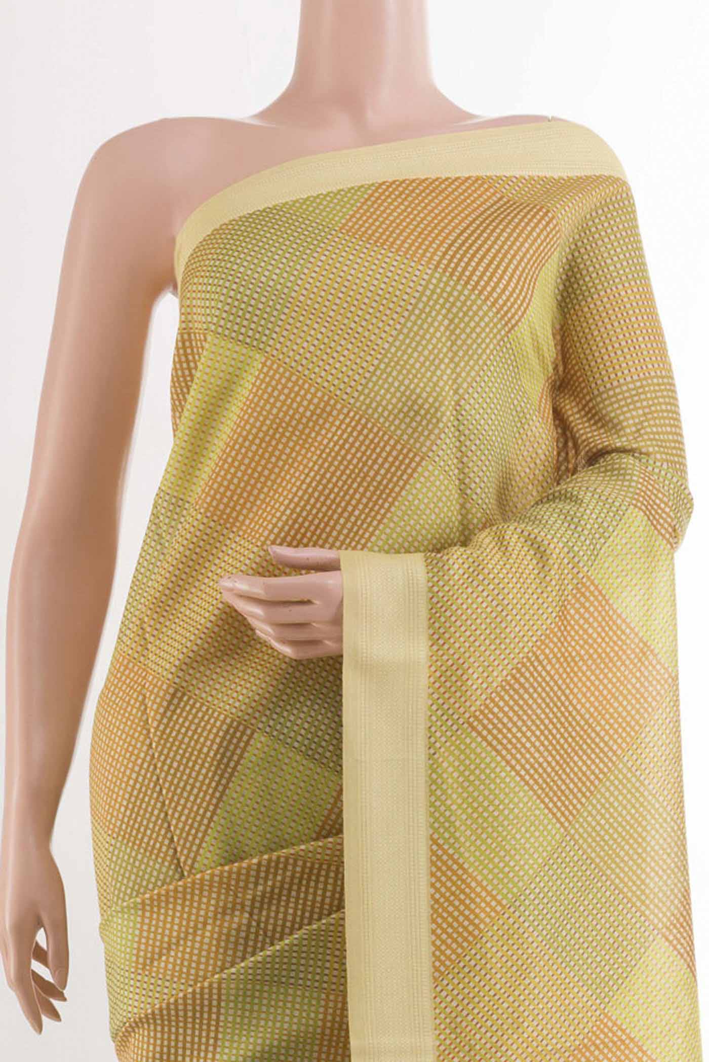 Yellow Tussar Silk Saree - Image 2