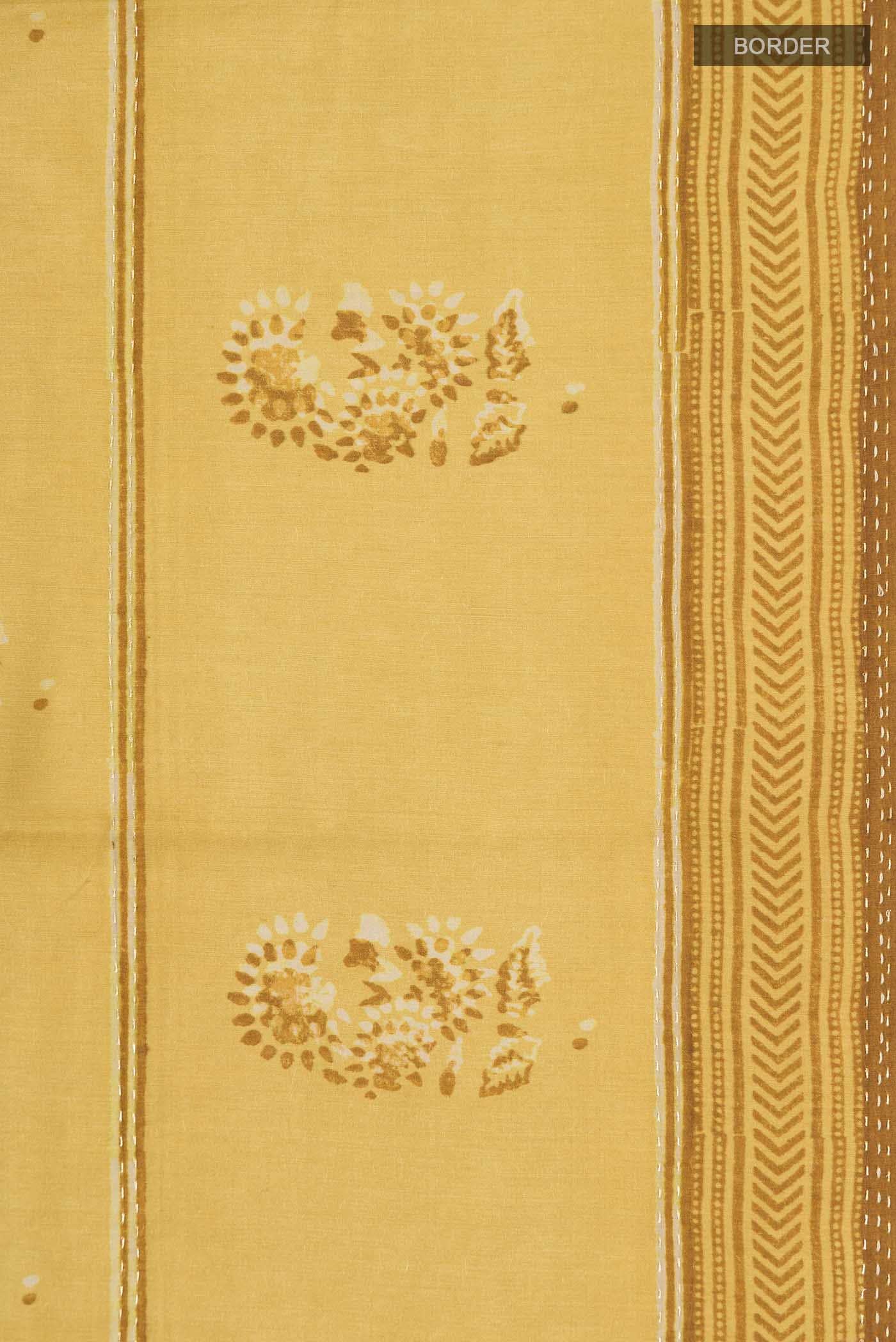 Yellow Tussar Silk Saree - Image 4