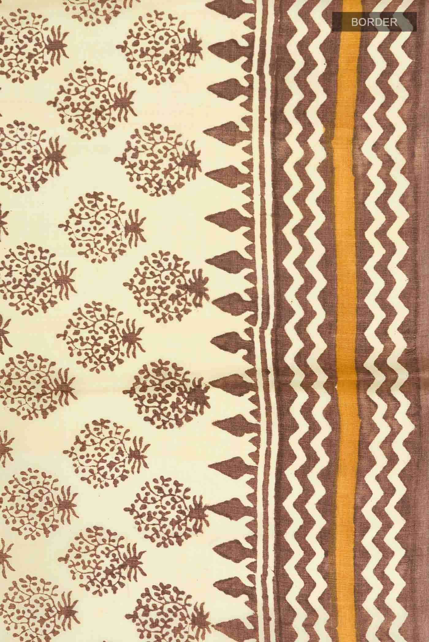 Yellow Tussar Silk Saree - Image 4