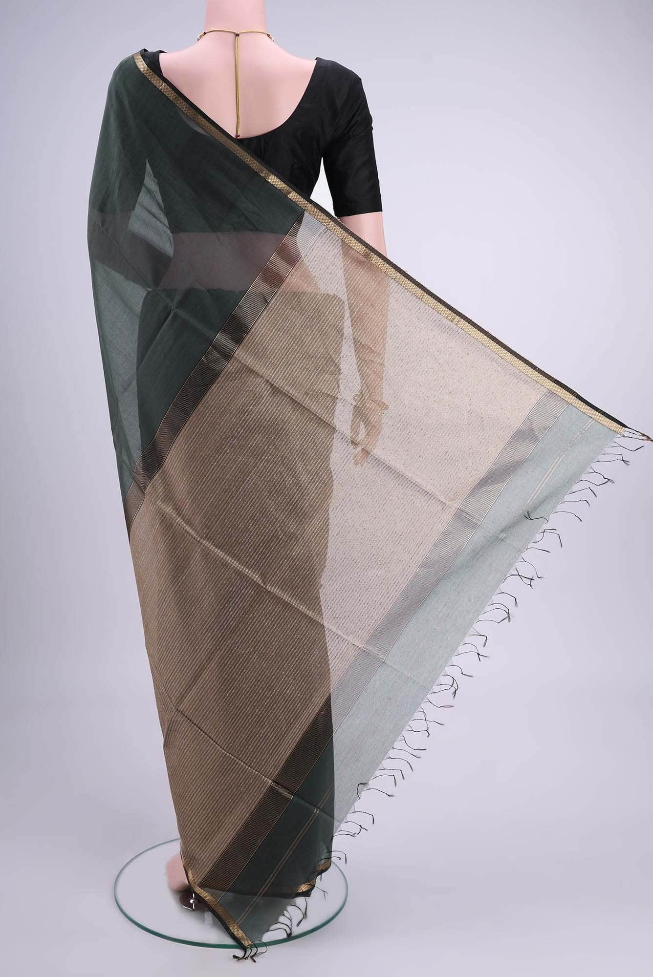 yes Dual Tone Maheshwari Silk Cotton Saree - Image 2